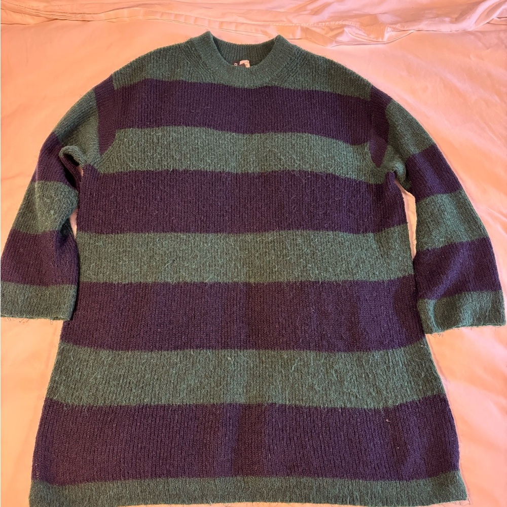 Oversized Striped Green and blue Sweater dress